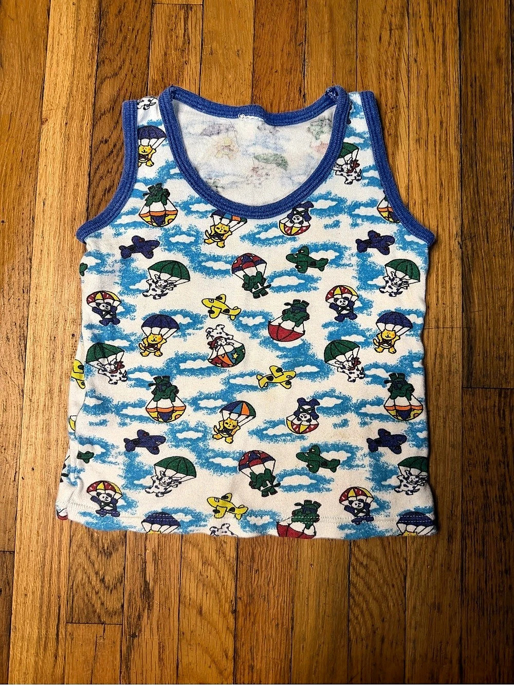 vintage 12M parachuting animals tank top